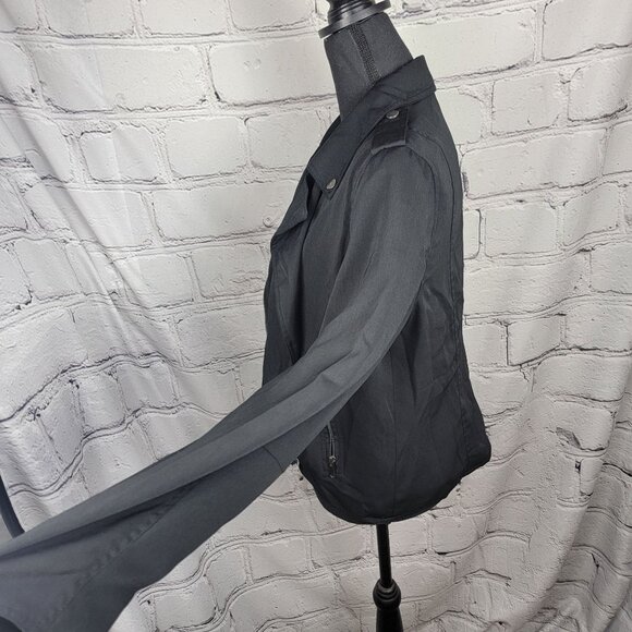 Who What Wear Black Drapey Moto Jacket Asymmetrical Zipper Interview Women's‎ L - Picture 4 of 8